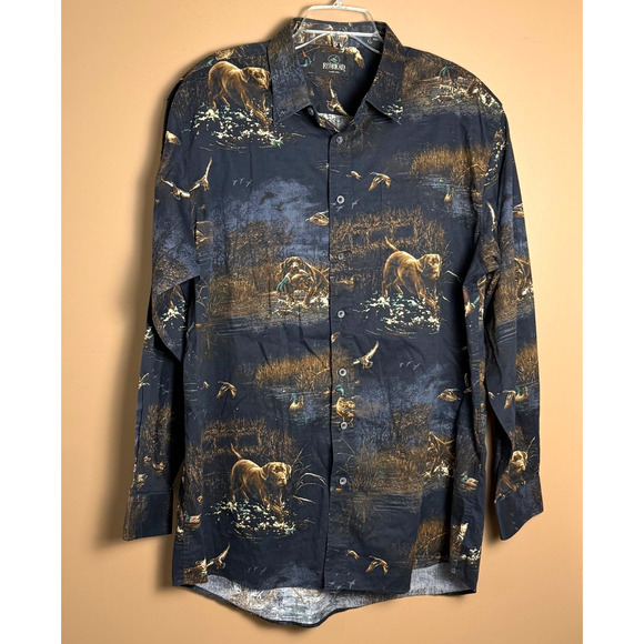 RedHead Long Sleeve Mens Button Down Shirt Size XLT Tall Hunting Dog Cotton - Picture 1 of 7